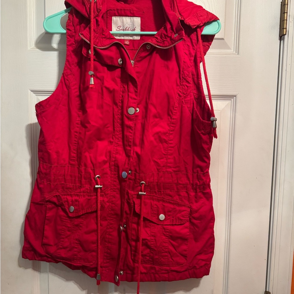 Snobbish Collection Vibrant Red Hooded Vest size Large - Picture 6 of 6